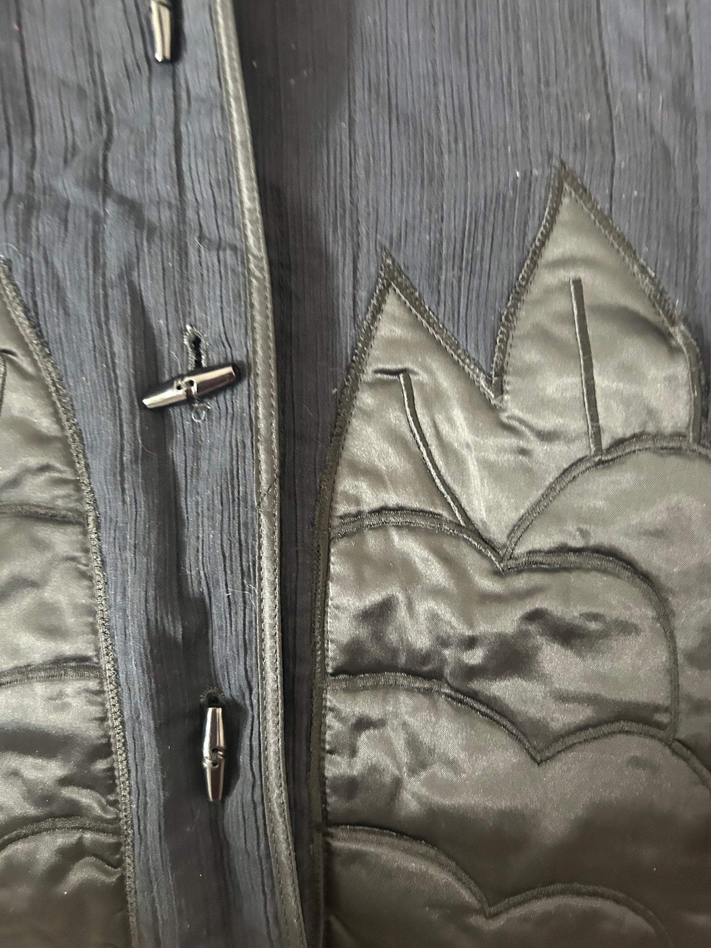 Jacke Damen Dunkelblau Schwarz Gr 40 Baumwolle Elegant Applikationen Vintage Stil