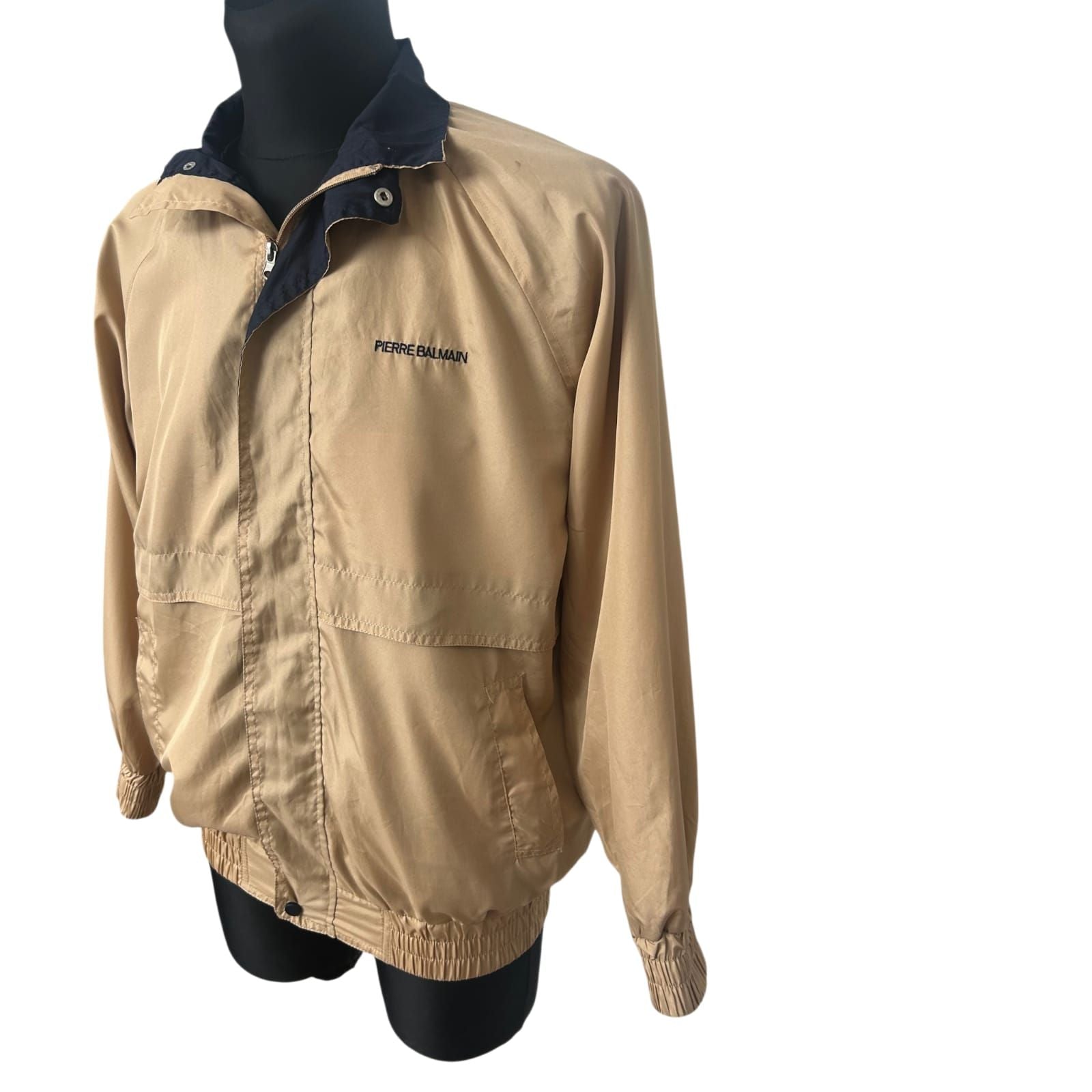 Pierre Balmain Jacke Herren L Beige Leicht Reißverschluss Vintage Stil