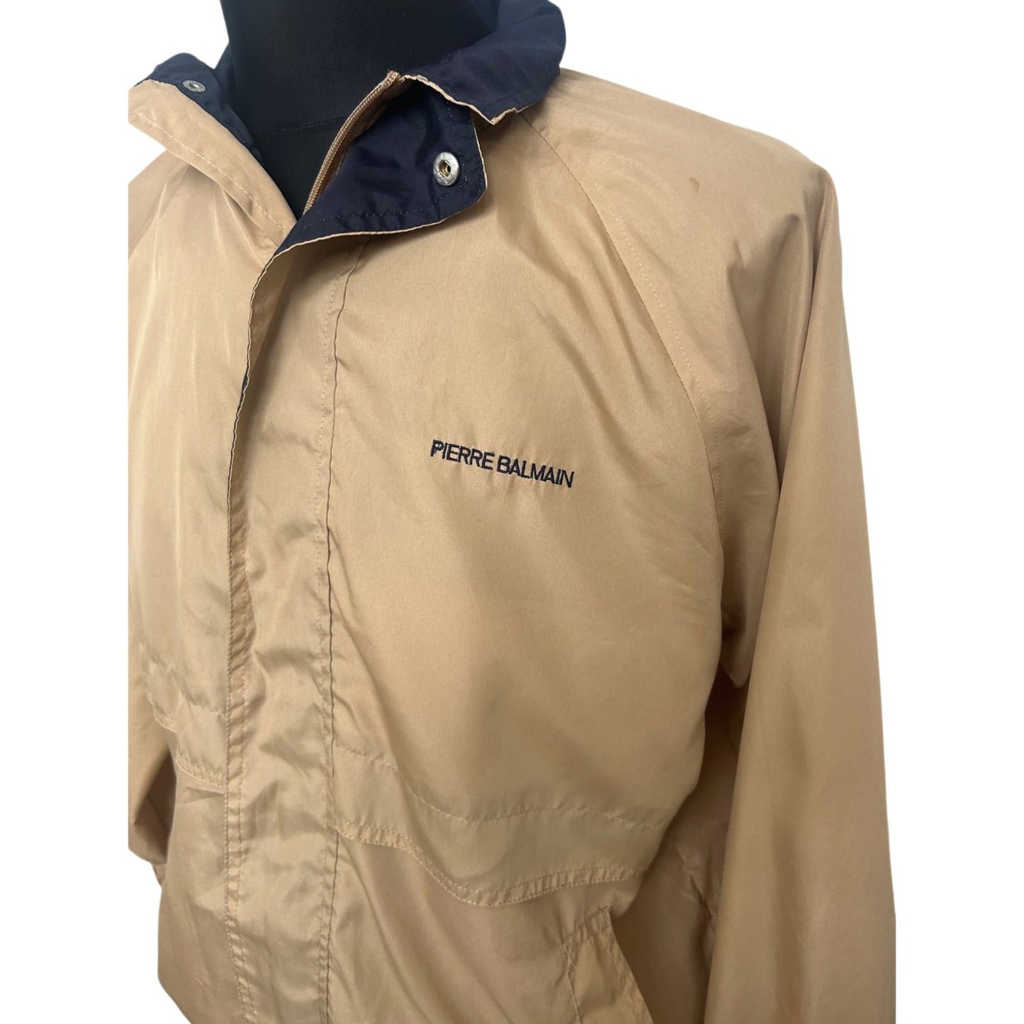 Pierre Balmain Jacke Herren L Beige Leicht Reißverschluss Vintage Stil