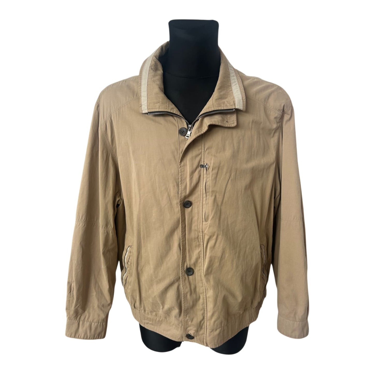 Barisal Jacke Herren Kurzgröße 28 Beige Leicht Reißverschluss Klassisch