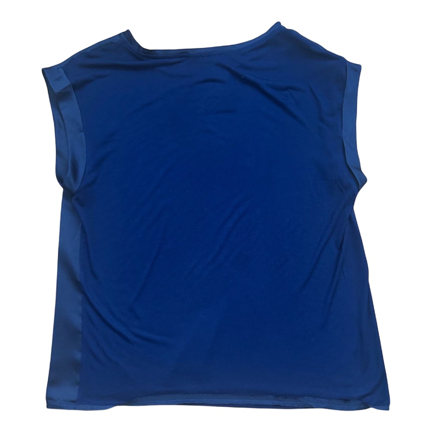 Mango Damen Top S Blau Satin Look Ärmelos Elegant Sommer Oberteil Bluse