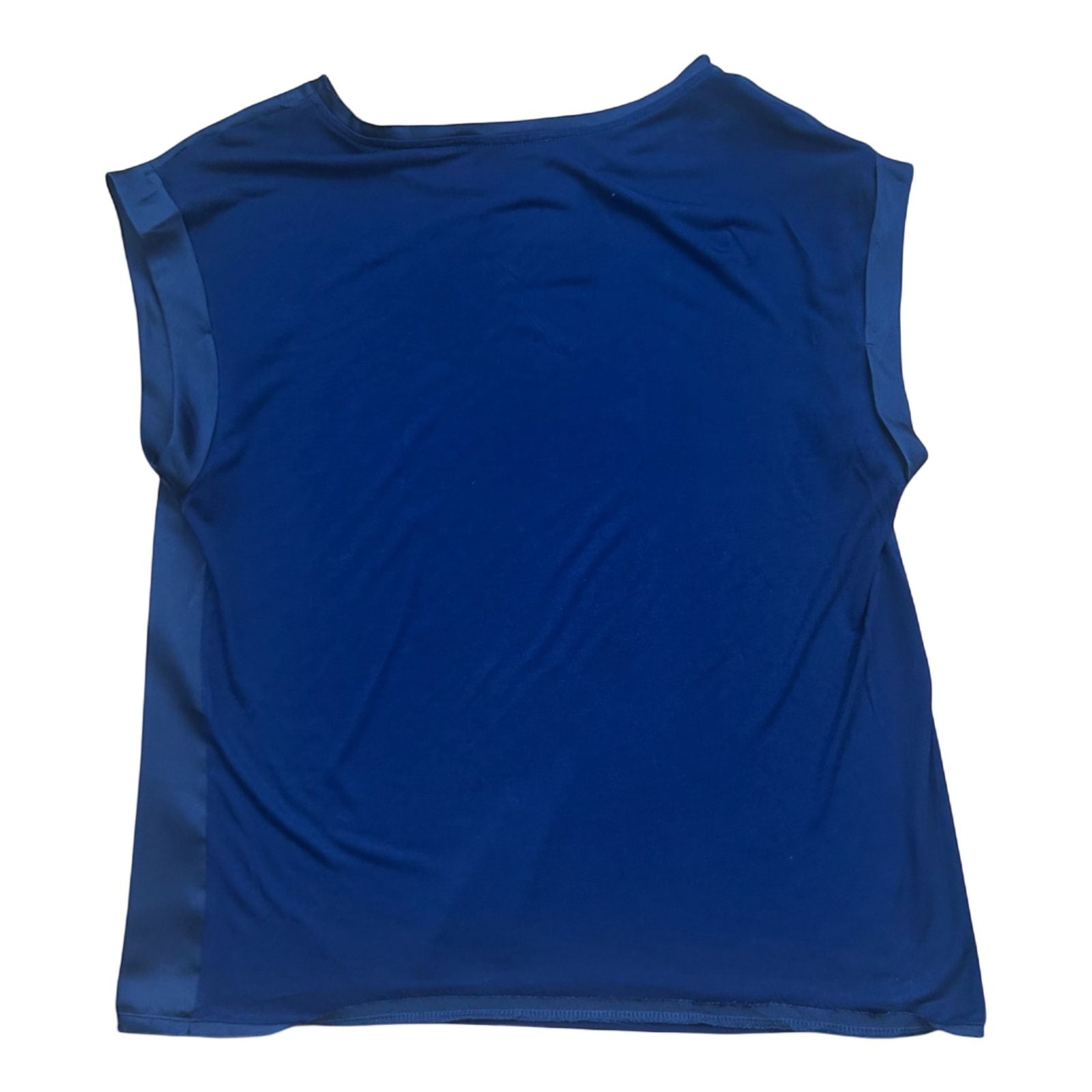 Mango Damen Top S Blau Satin Look Ärmelos Elegant Sommer Oberteil Bluse