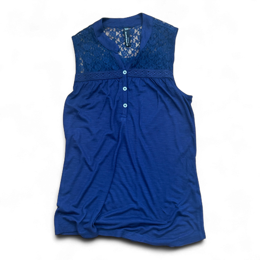 Blind Date Damen Top XS Blau Viskose Spitze Knopfleiste Sommer Blusentop
