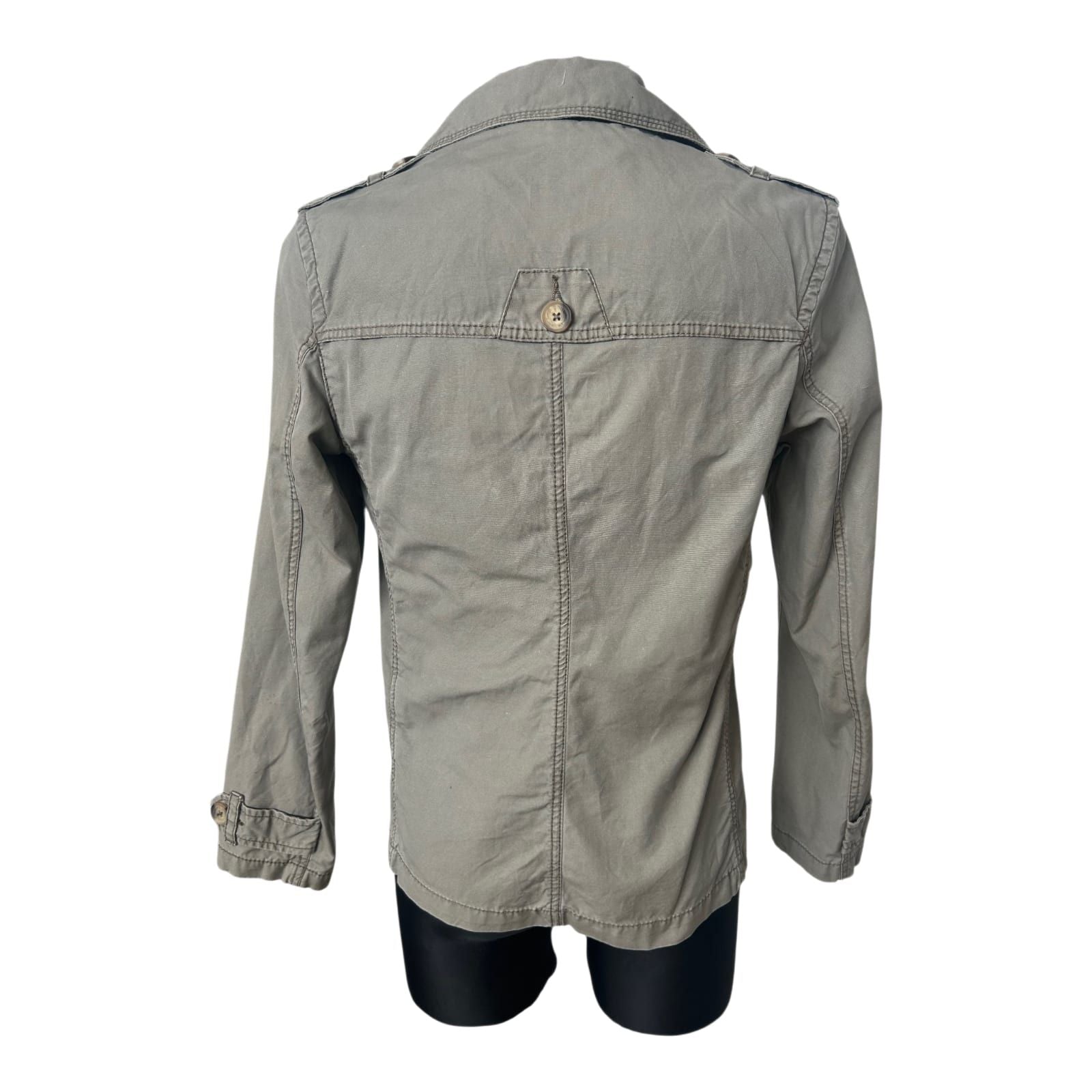 H&M LOGG Jacke Herren S Beige Khaki Doppelreihe Baumwolle Klassisch