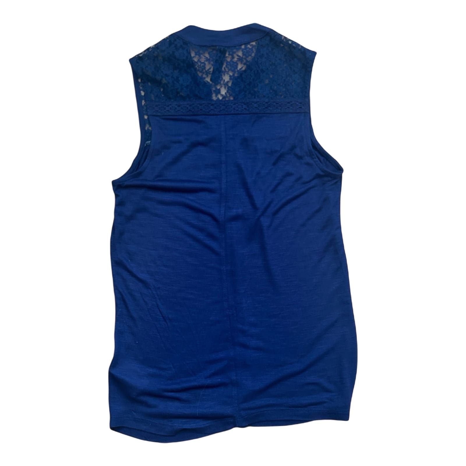 Blind Date Damen Top XS Blau Viskose Spitze Knopfleiste Sommer Blusentop