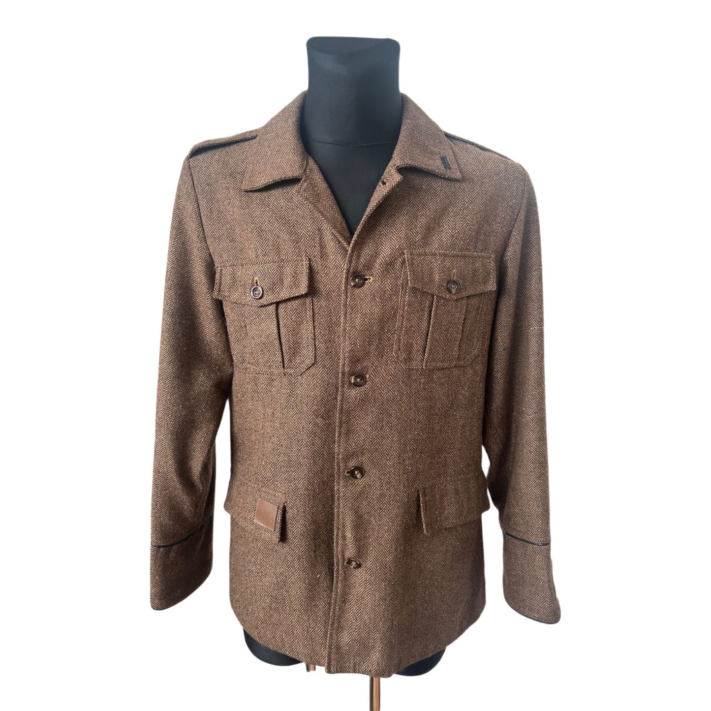 Ingvar Herren Jacke Gr L Braun Fischgraet Muster Elegant Klassisch Modern