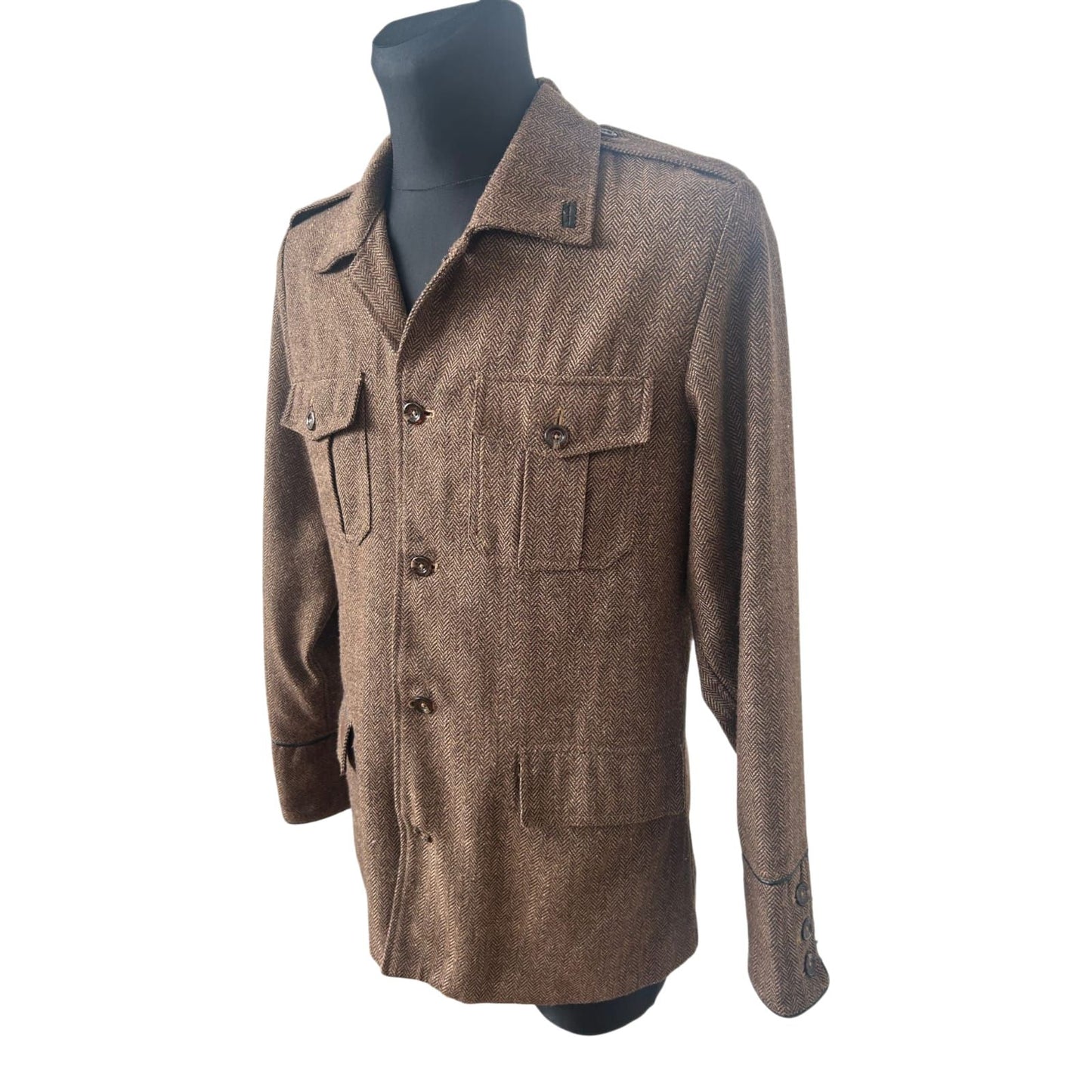 Ingvar Herren Jacke Gr L Braun Fischgraet Muster Elegant Klassisch Modern
