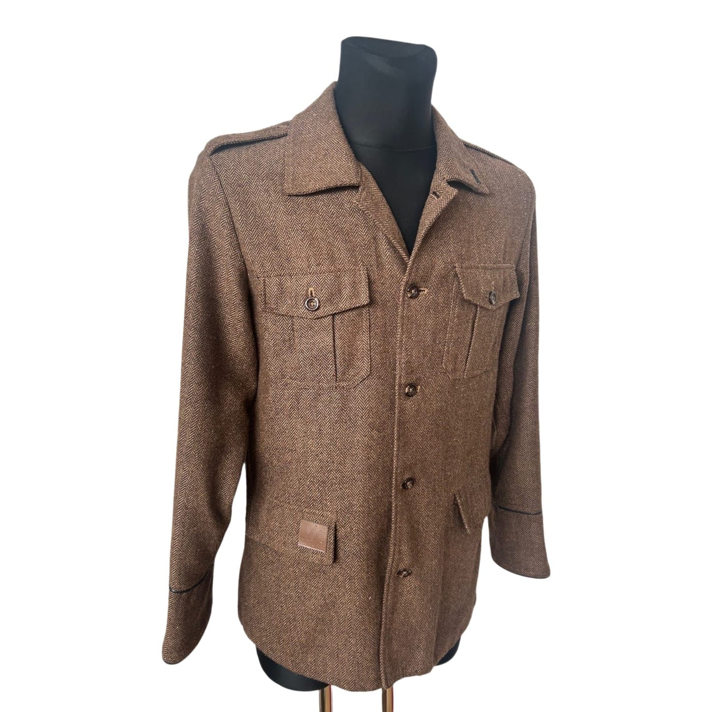Ingvar Herren Jacke Gr L Braun Fischgraet Muster Elegant Klassisch Modern