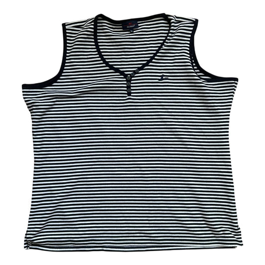 MC Global Damen Top 3XL Schwarz Weiß Gestreift Baumwolle Knopfleiste Sommer
