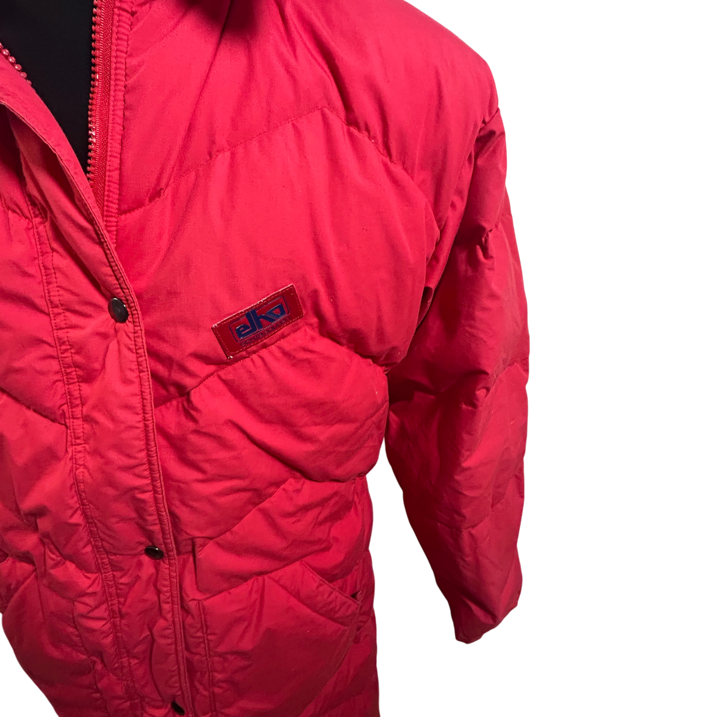 Elho Vintage Daunenmantel Rot Gr 40 90s Lang Daunenjacke Wintermantel Damen