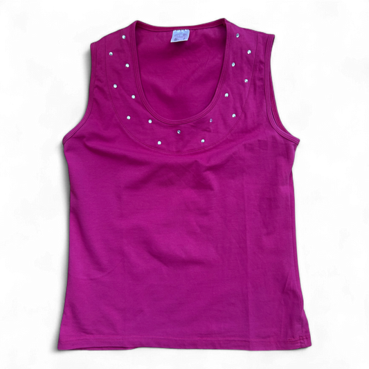 Rosalie Damen Top Pink Größe 40 Baumwolle Strass Rundhals Stretch (Kopie)