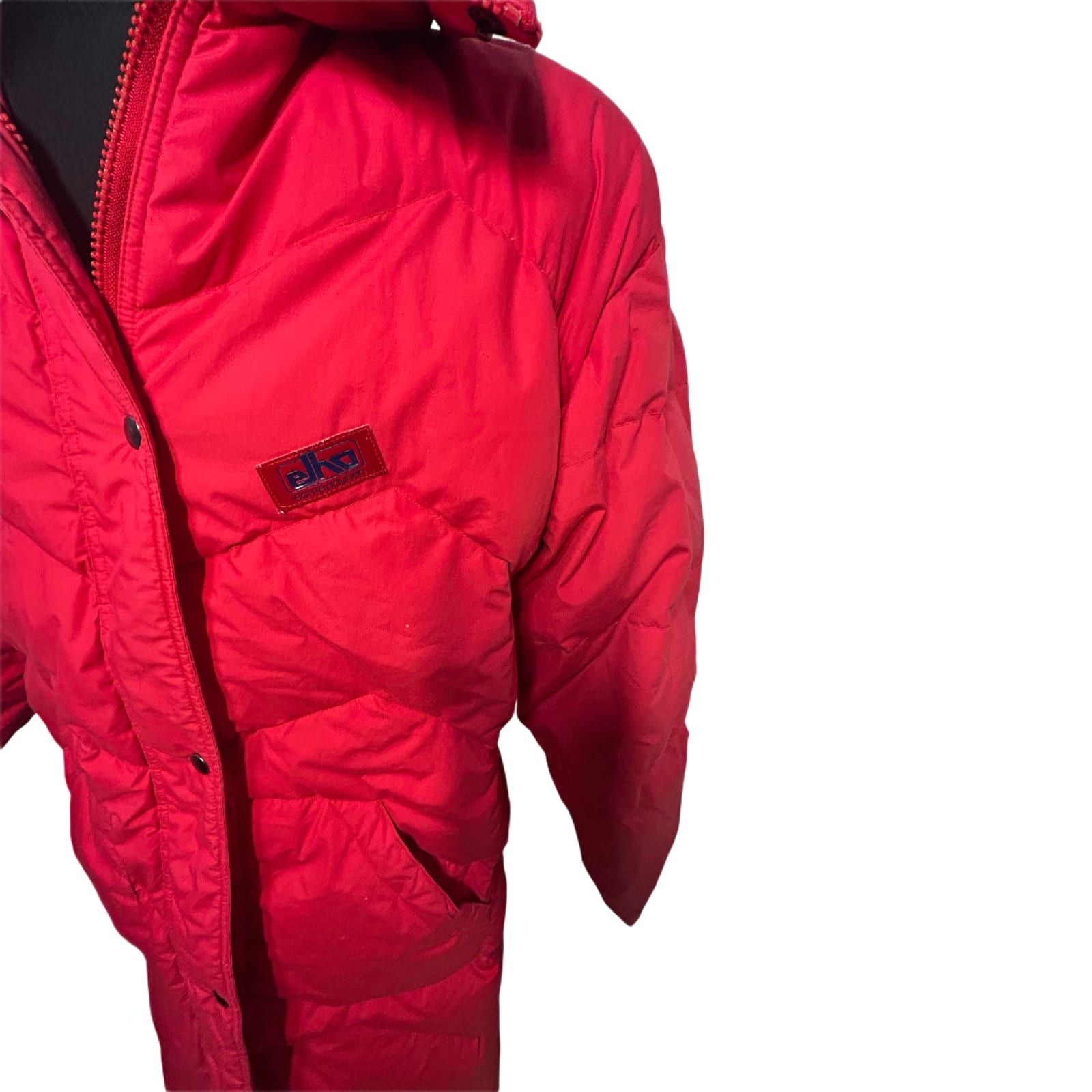 Elho Vintage Daunenmantel Rot Gr 40 90s Lang Daunenjacke Wintermantel Damen