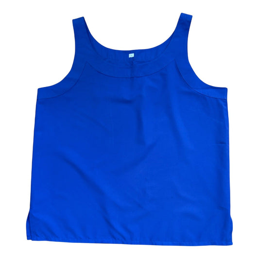 Damen Top L Blau Ärmellos Uni Minimalistisch Sommer Büro Freizeit Shirt