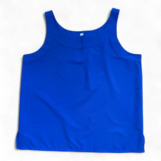 Damen Top L Blau Ärmellos Uni Minimalistisch Sommer Büro Freizeit Shirt