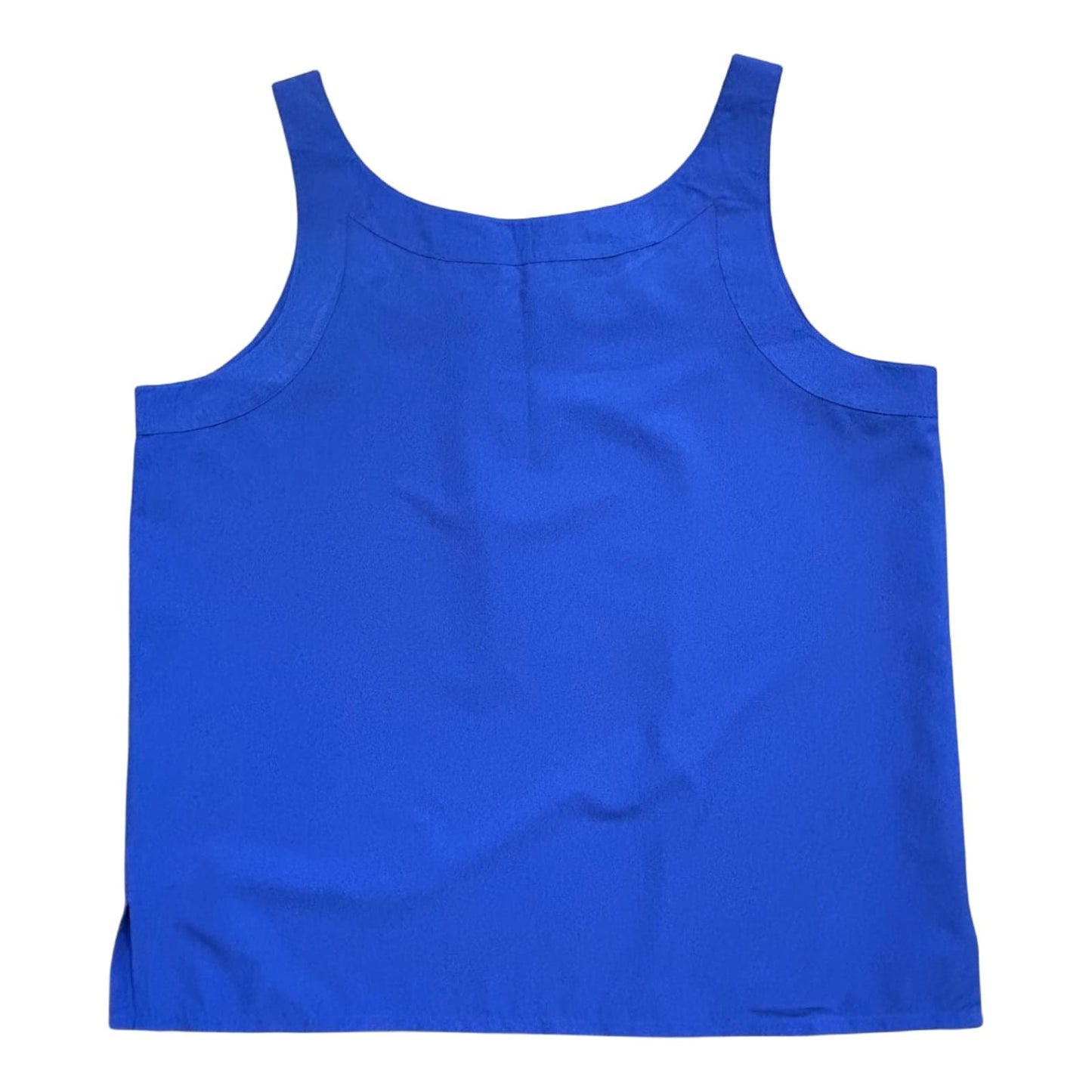Damen Top L Blau Ärmellos Uni Minimalistisch Sommer Büro Freizeit Shirt