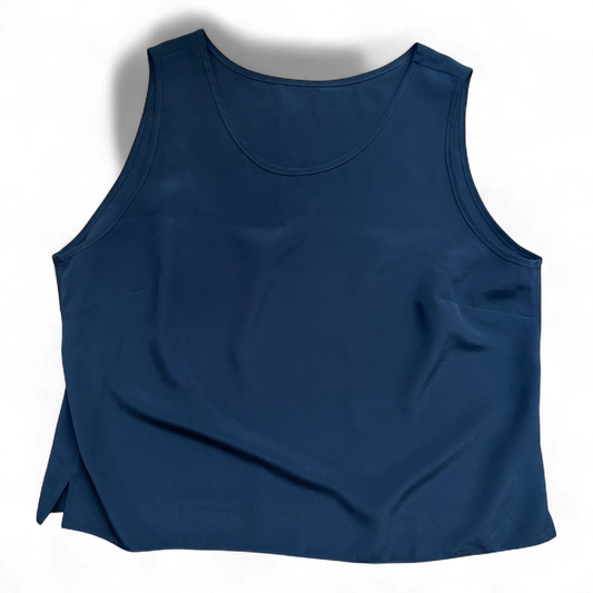 C&A Damen Top 46 Schwarz Polyester Ärmellos Basic Bluse Büro Sommer Stretch Look