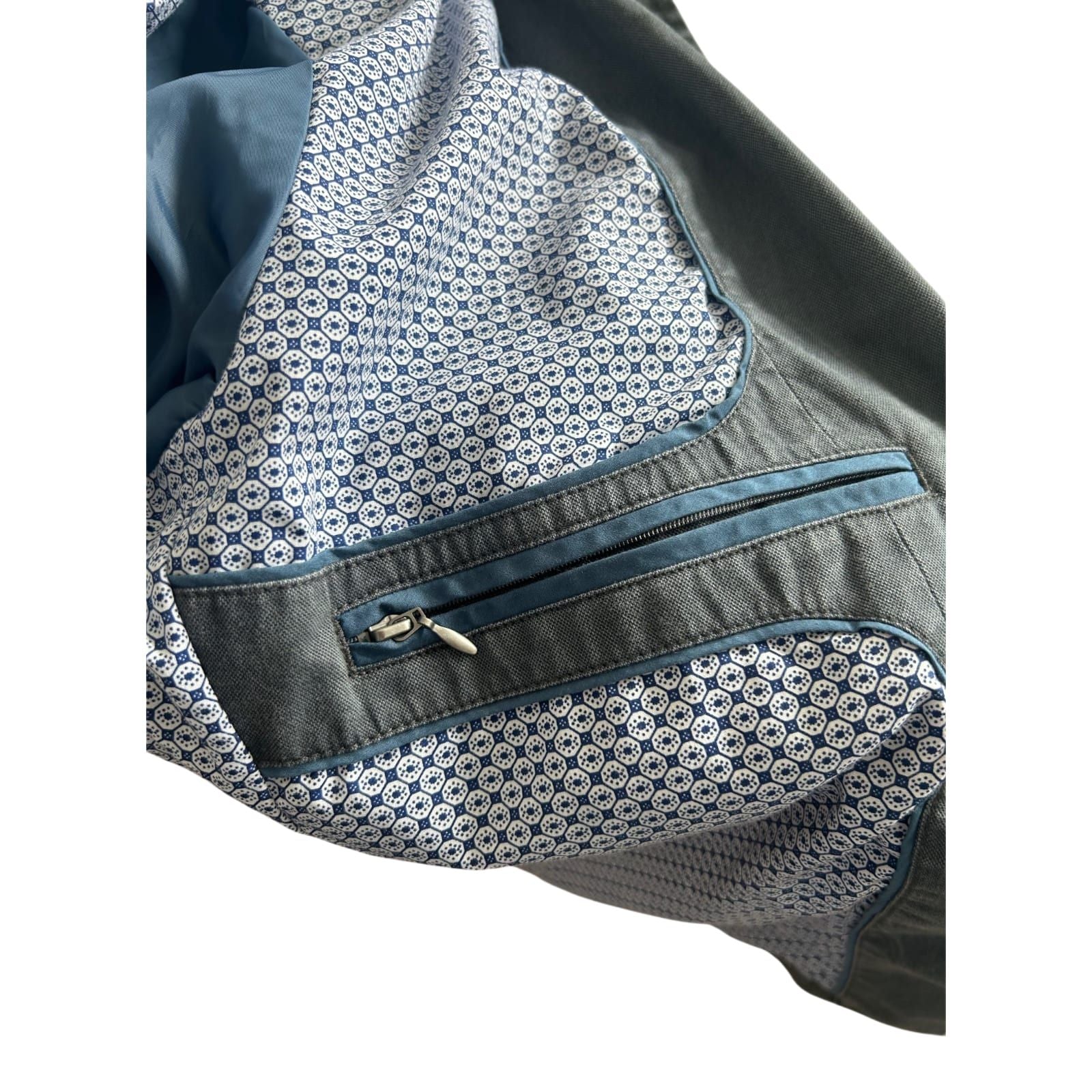 Peckott Herren Sakko Blazer Gr 52  Blau Grau Baumwolle Stretch Elegant