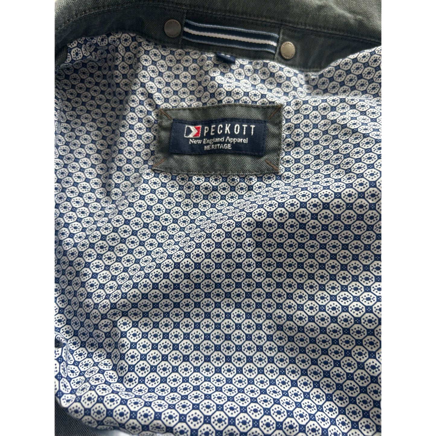 Peckott Herren Sakko Blazer Gr 52  Blau Grau Baumwolle Stretch Elegant