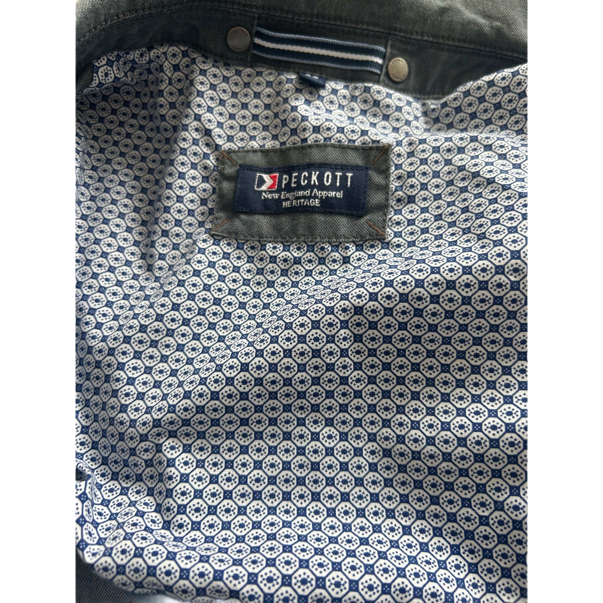 Peckott Herren Sakko Blazer Gr 52  Blau Grau Baumwolle Stretch Elegant