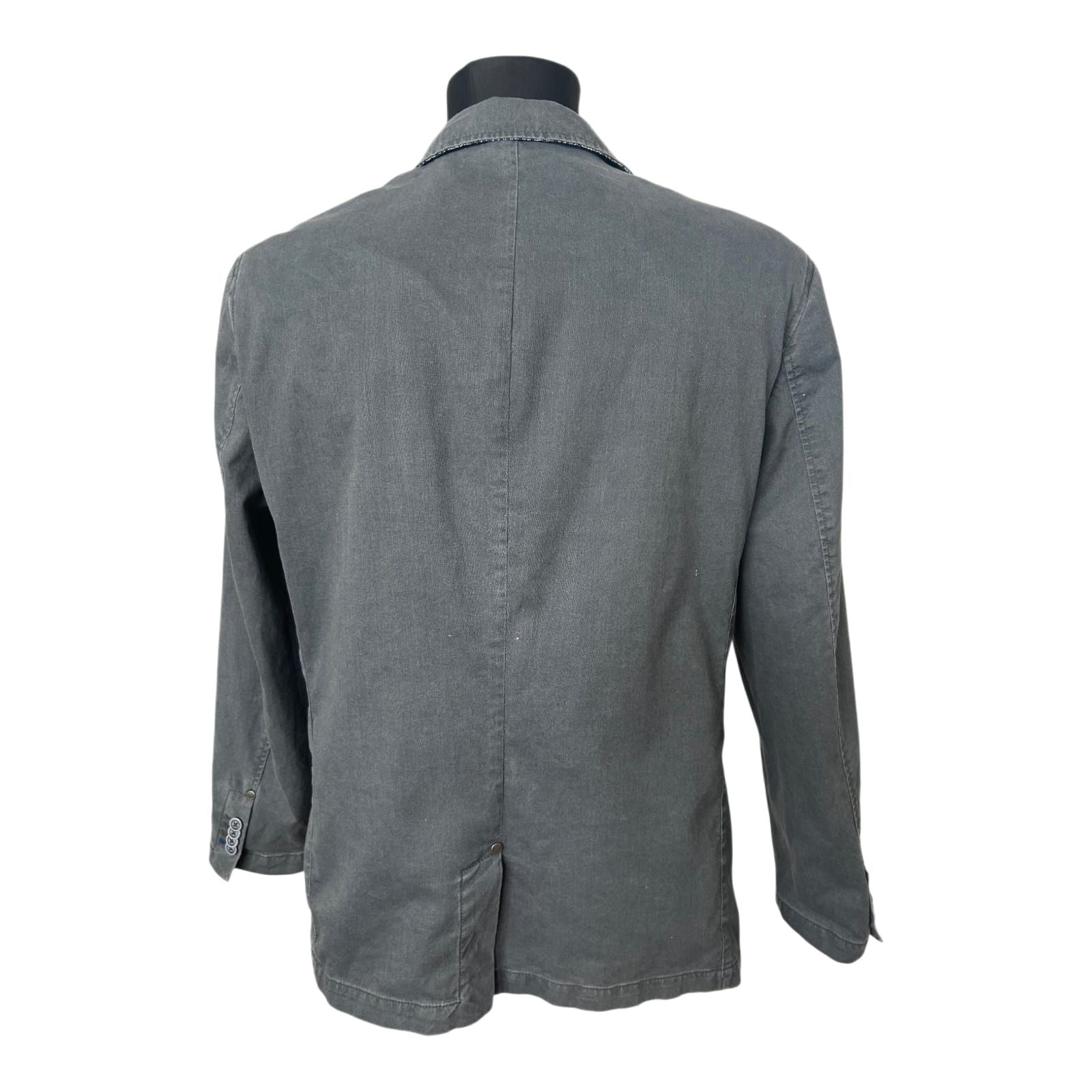 Peckott Herren Sakko Blazer Gr 52  Blau Grau Baumwolle Stretch Elegant