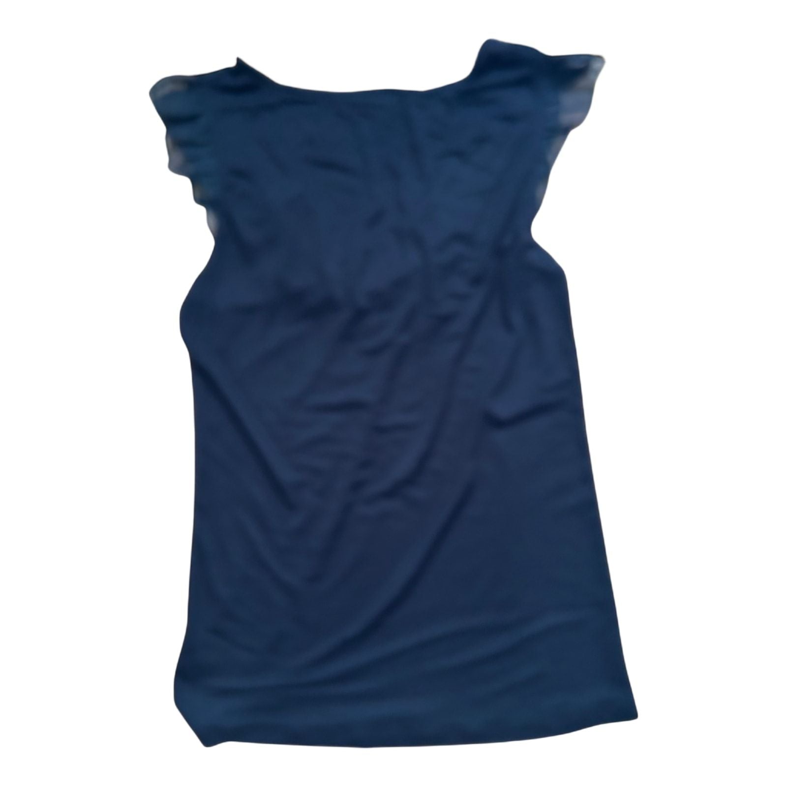 H&M Damen Top XS Schwarz Rüschen Viskose Look Sommer Bluse Ärmellos Elegant