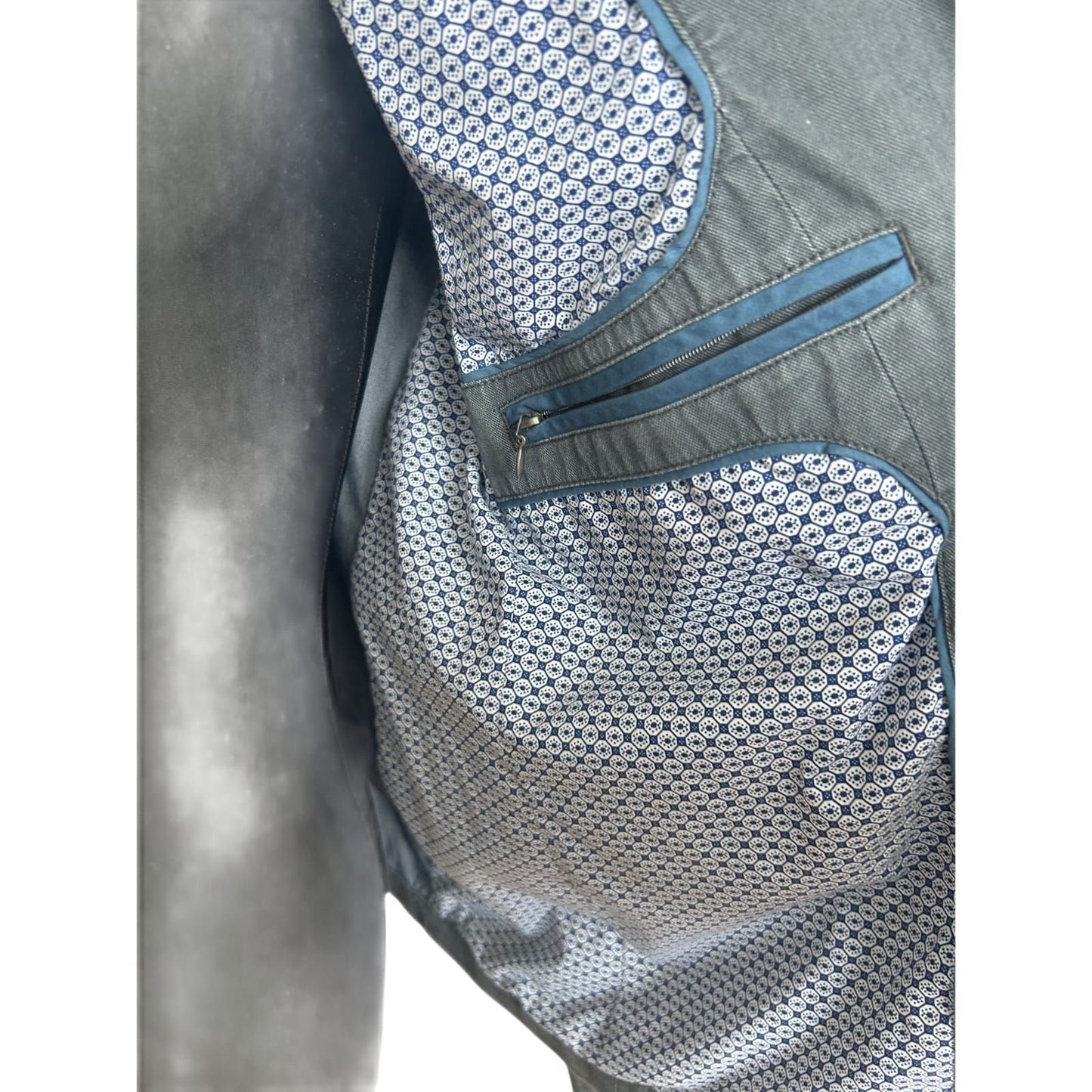 Peckott Herren Sakko Blazer Gr 52  Blau Grau Baumwolle Stretch Elegant