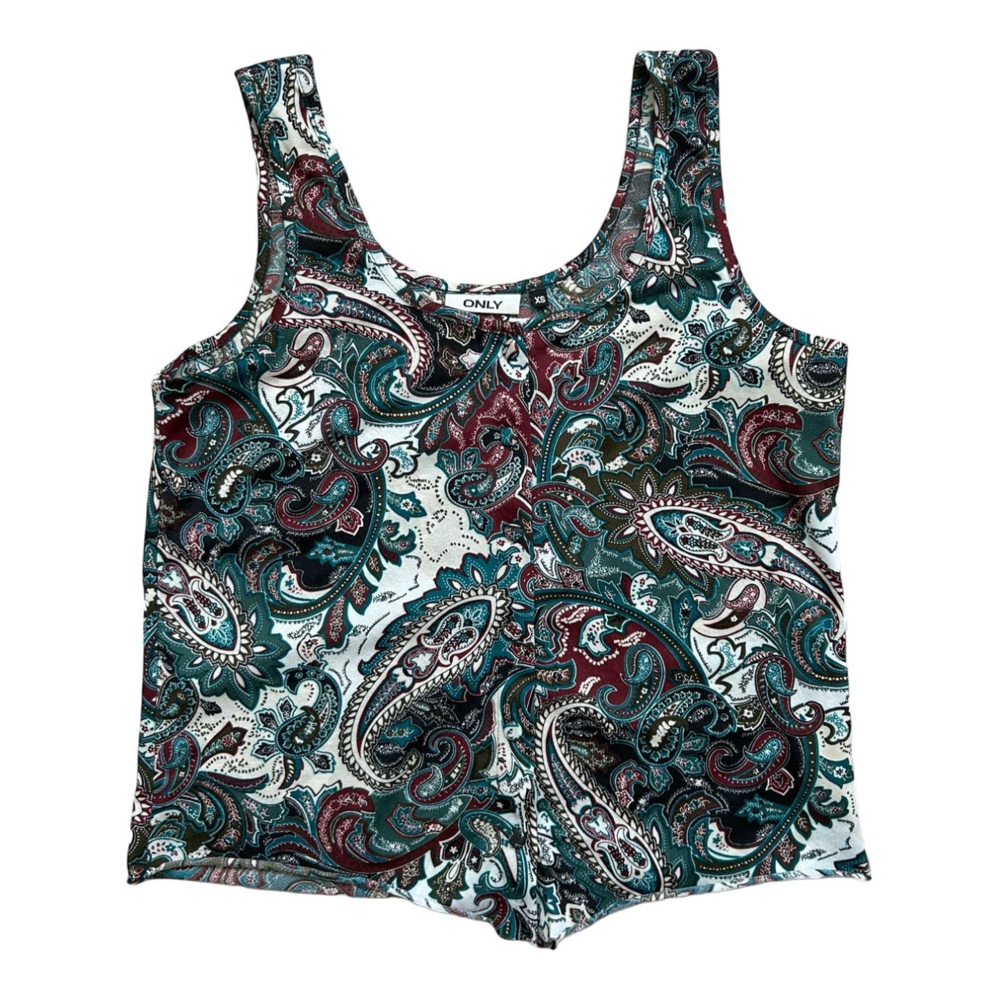 Only Damen Top XS Paisley Muster Sommer Bluse Knopfleiste ärmellos bunt