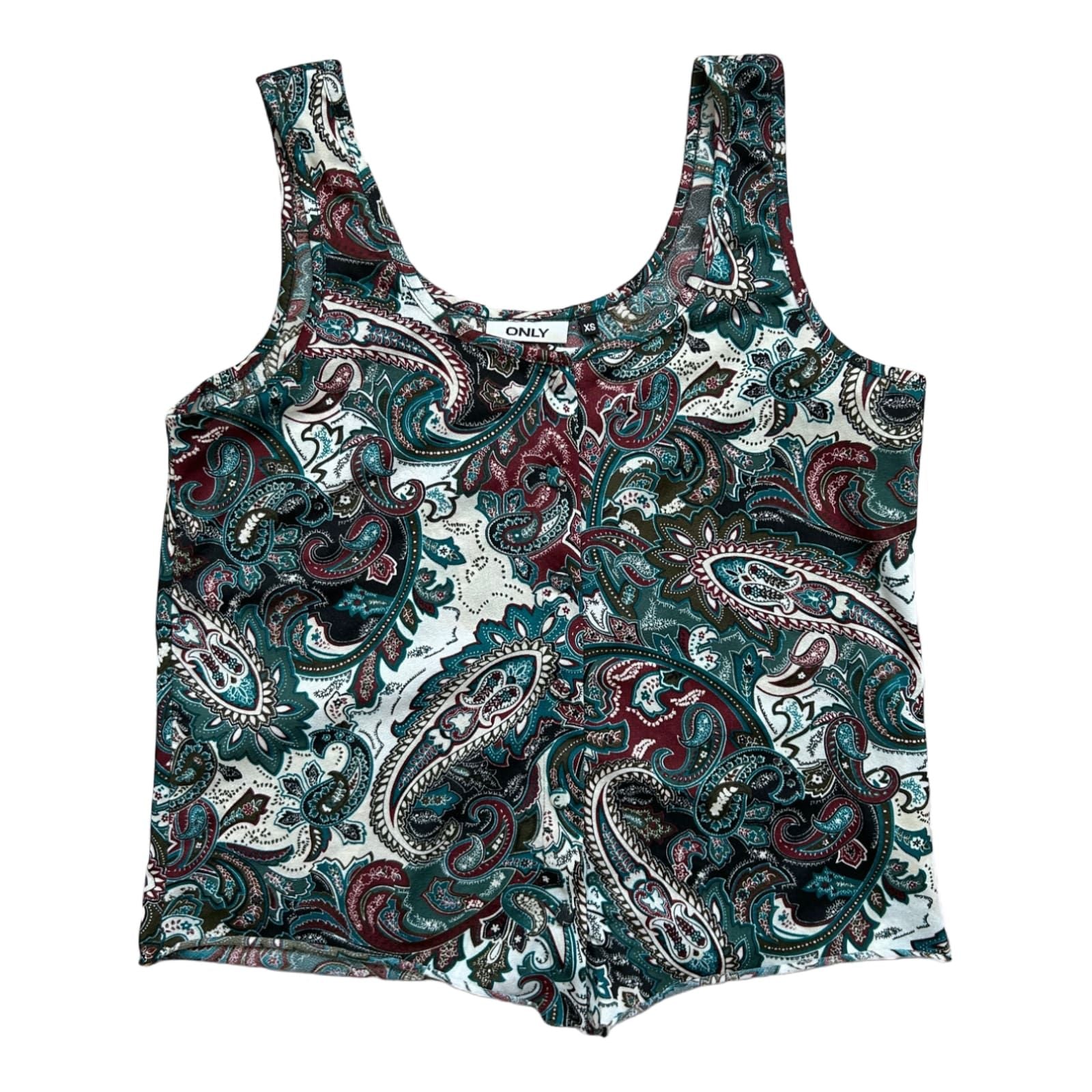 Only Damen Top XS Paisley Muster Sommer Bluse Knopfleiste ärmellos bunt