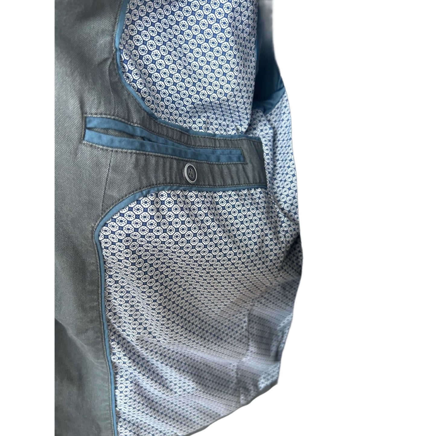 Peckott Herren Sakko Blazer Gr 52  Blau Grau Baumwolle Stretch Elegant