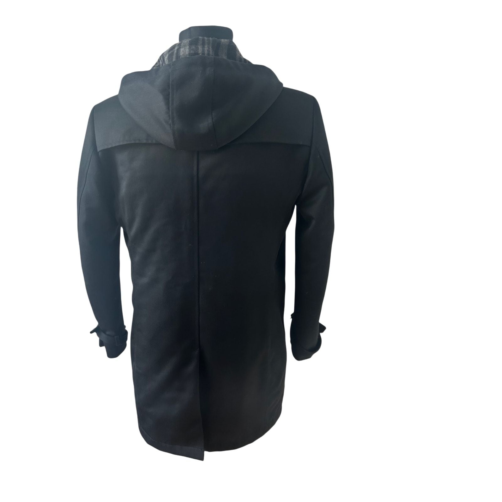 Mexx Mantel Herren Gr 50 Schwarz Wollmix Kapuze Elegant Winter Warm Klassisch