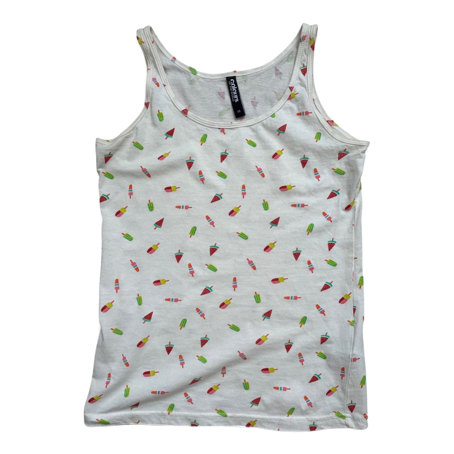 Colours of the World Damen Top XS Weiß Baumwolle Eisprint Sommer Tanktop