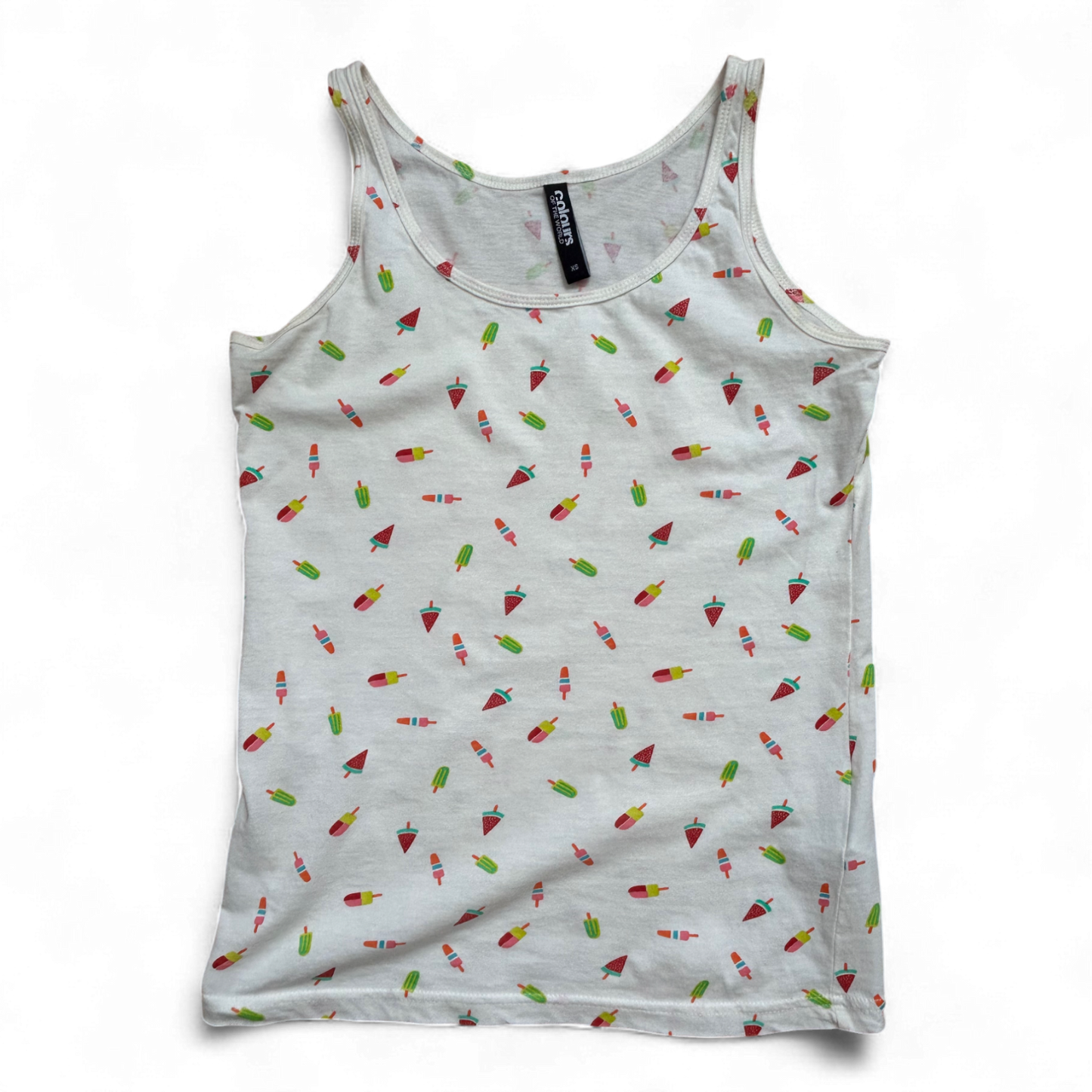 Colours of the World Damen Top XS Weiß Baumwolle Eisprint Sommer Tanktop