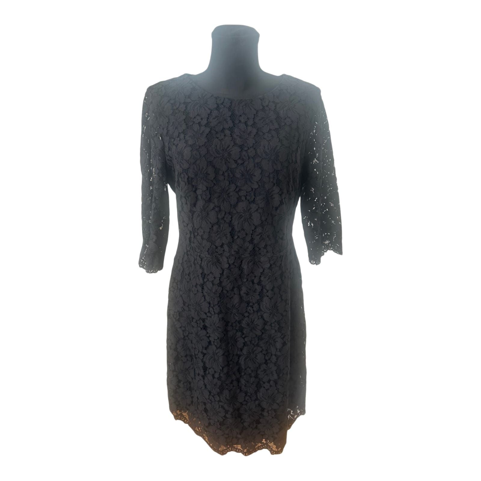 Montego Kleid Damen Spitze Schwarz Elegant Knielang Festlich Größe 42