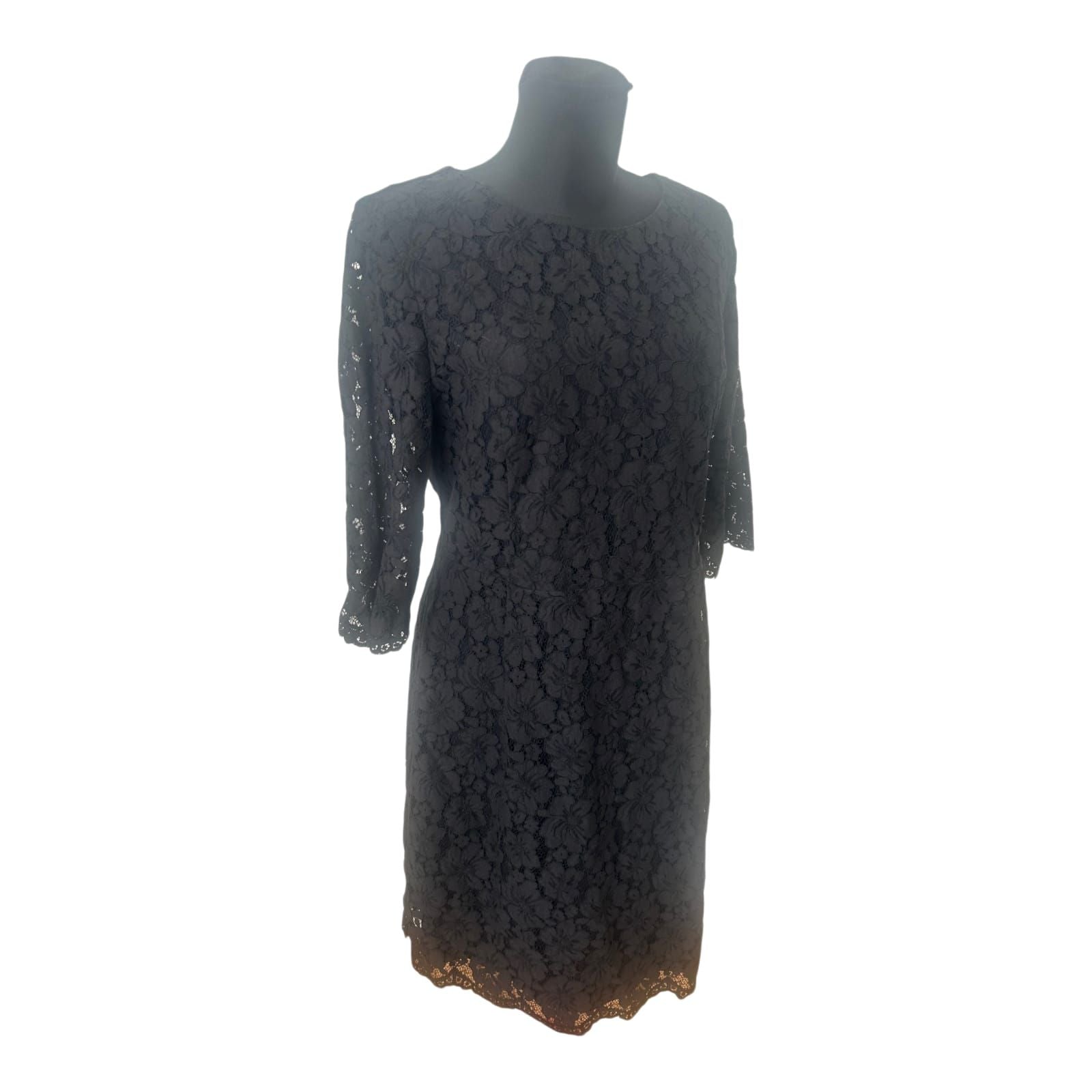 Montego Kleid Damen Spitze Schwarz Elegant Knielang Festlich Größe 42