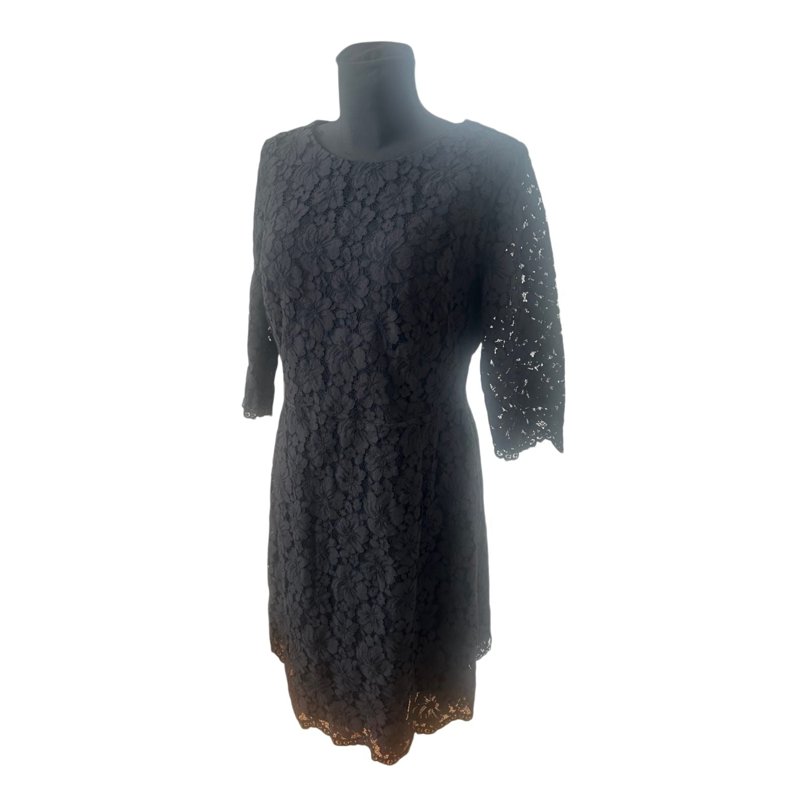 Montego Kleid Damen Spitze Schwarz Elegant Knielang Festlich Größe 42