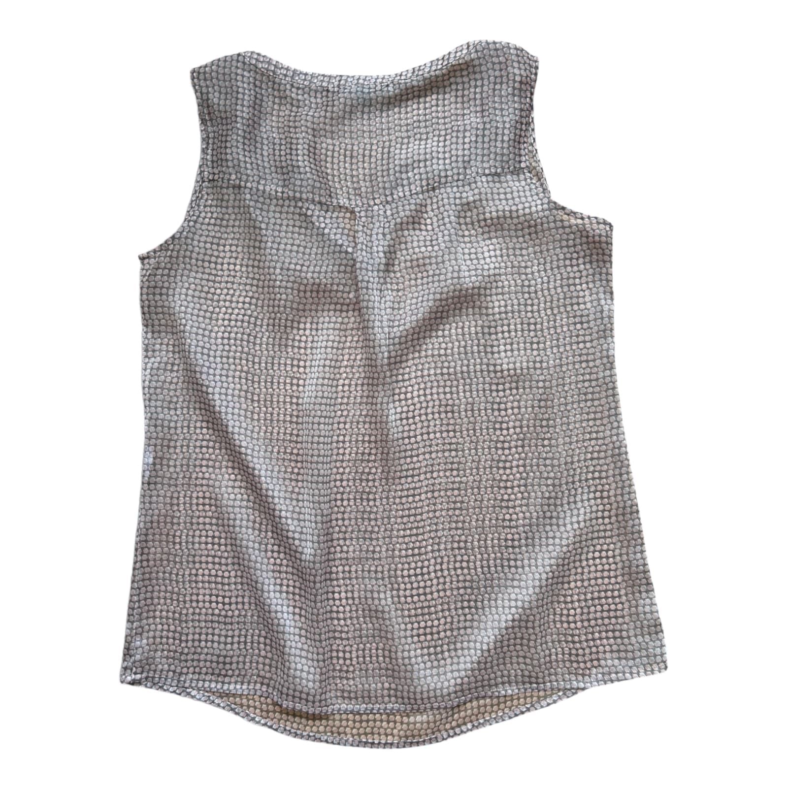 Comma Damen Top 40 Rosa Grau Transparent Ärmellos Elegant Sommer Look