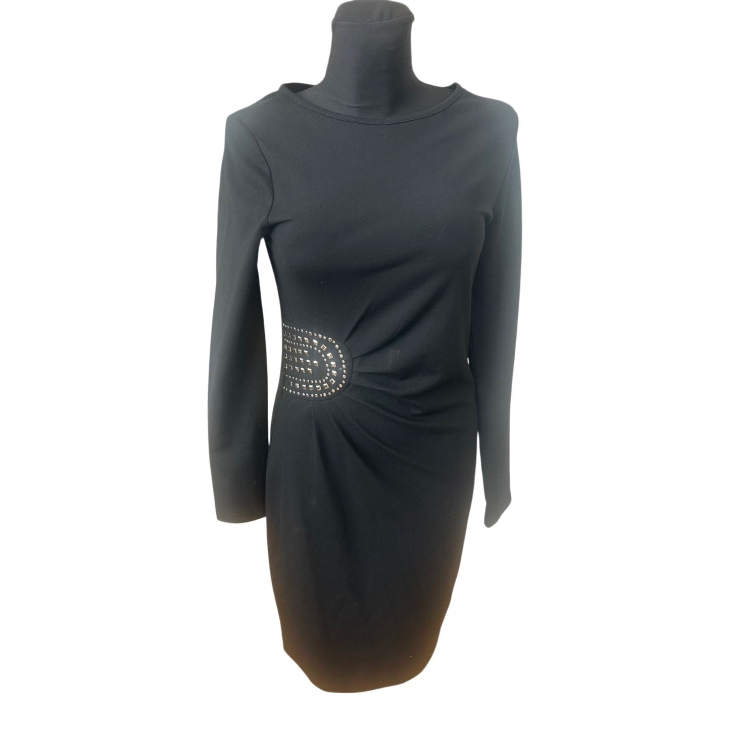 Steilmann Kleid Damen Gr 38 Schwarz Elegant Figurbetont Stretch Strass