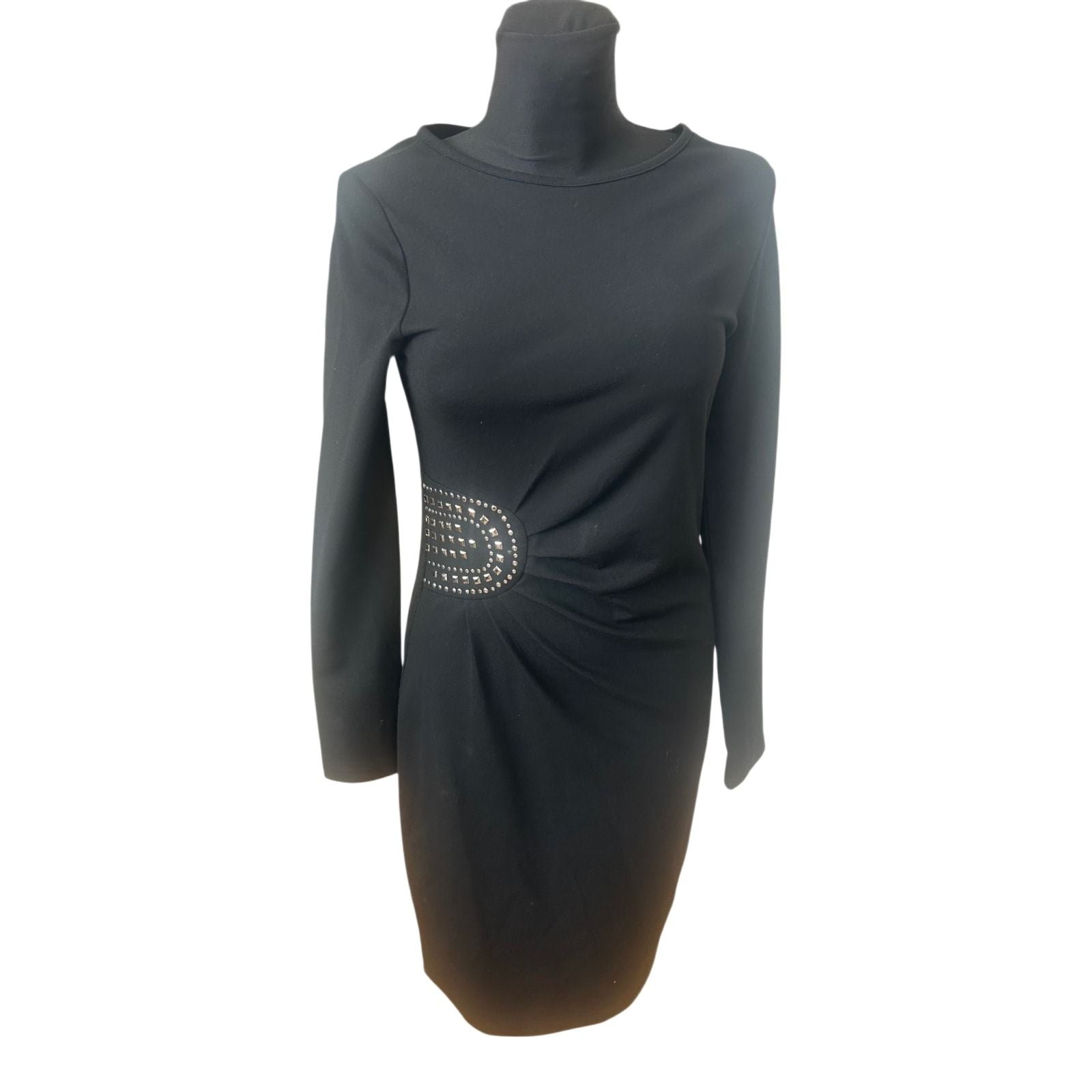 Steilmann Kleid Damen Gr 38 Schwarz Elegant Figurbetont Stretch Strass
