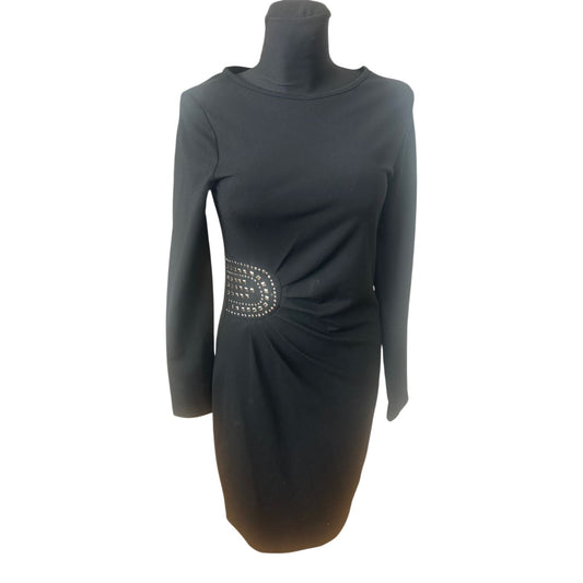 Steilmann Kleid Damen Gr 38 Schwarz Elegant Figurbetont Stretch Strass
