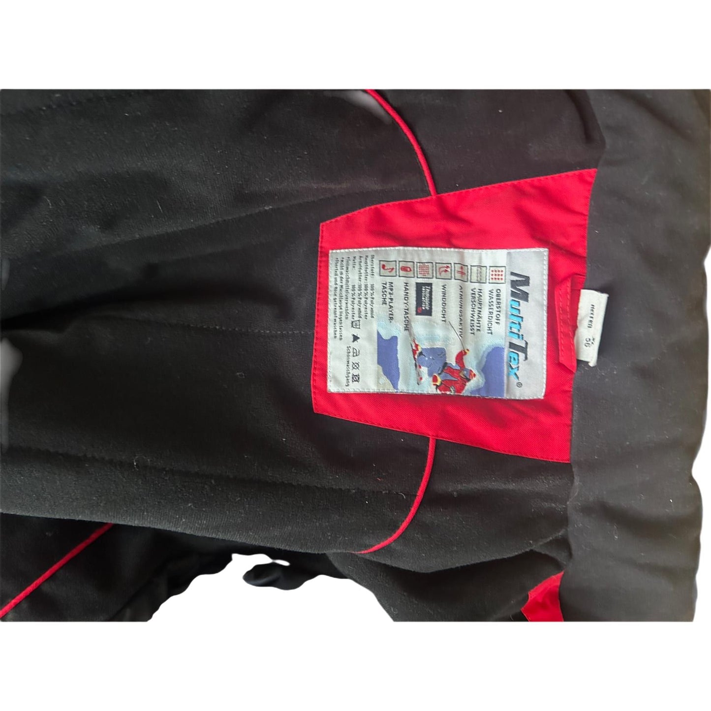 Multitex Herren Skijacke XL Rot Schwarz Outdoor Jacke Winter Funktionsjacke Gr 56