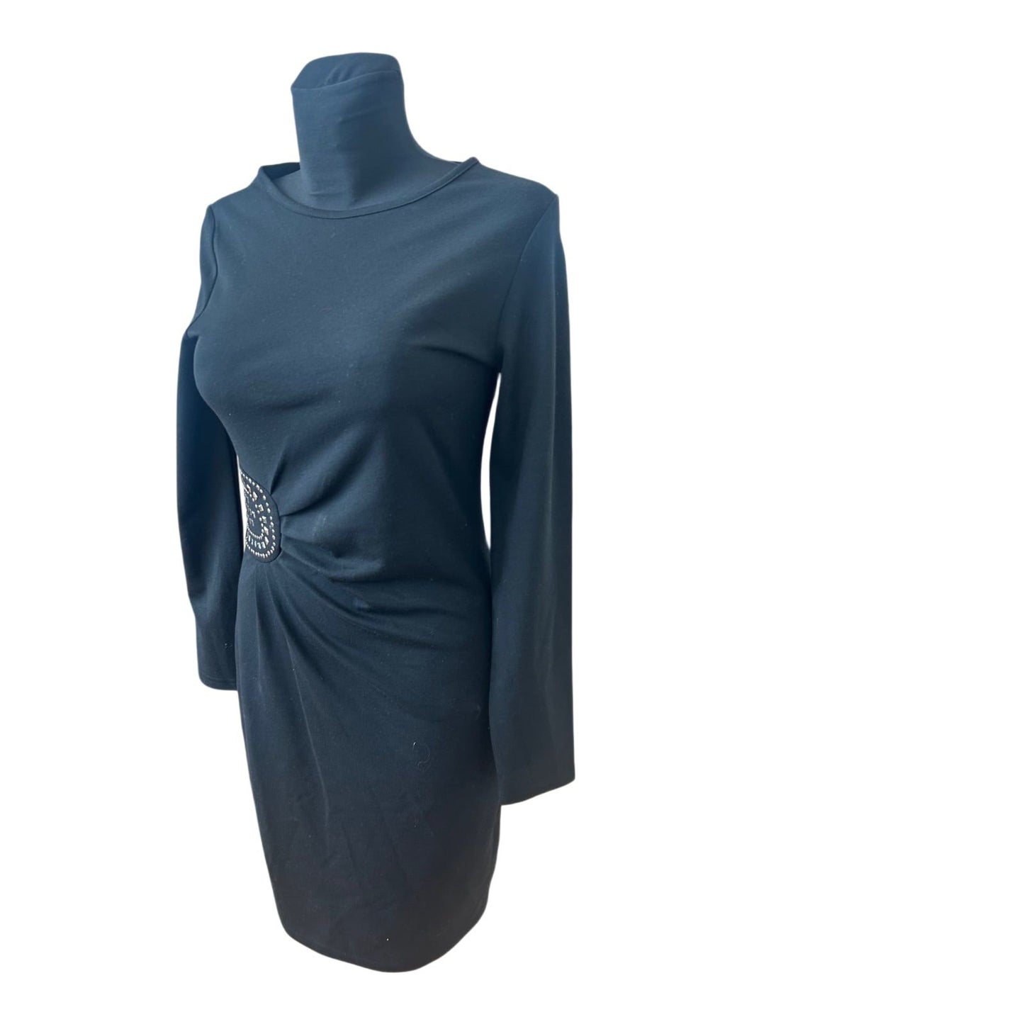 Steilmann Kleid Damen Gr 38 Schwarz Elegant Figurbetont Stretch Strass