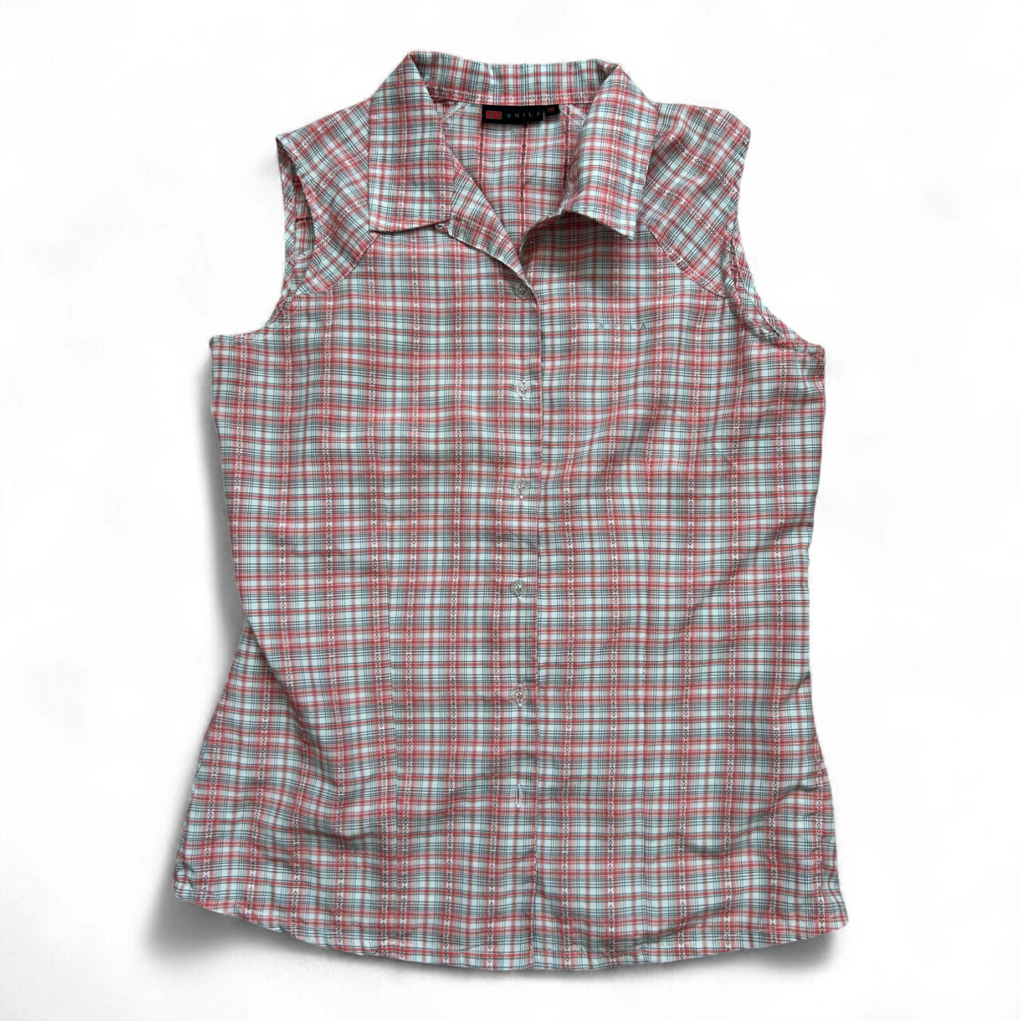 Skilla Damen Bluse 38 Karo Ärmellos Rot Weiß Sommer Freizeit Sportlich