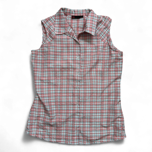 Skilla Damen Bluse 38 Karo Ärmellos Rot Weiß Sommer Freizeit Sportlich