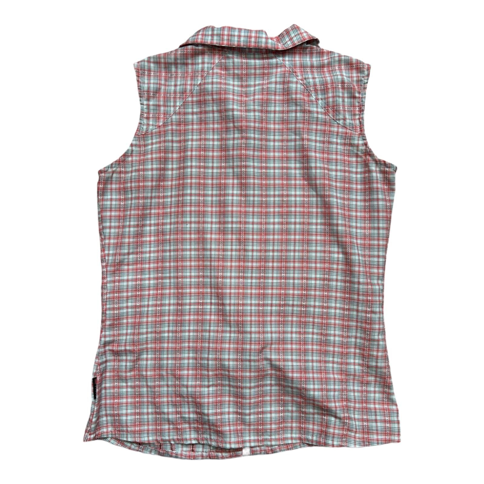 Skilla Damen Bluse 38 Karo Ärmellos Rot Weiß Sommer Freizeit Sportlich