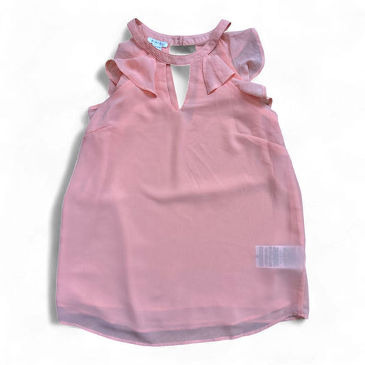 Amisu Damen Top S Peach Rüschen Ärmellos Elegant Sommer Keyhole Look
