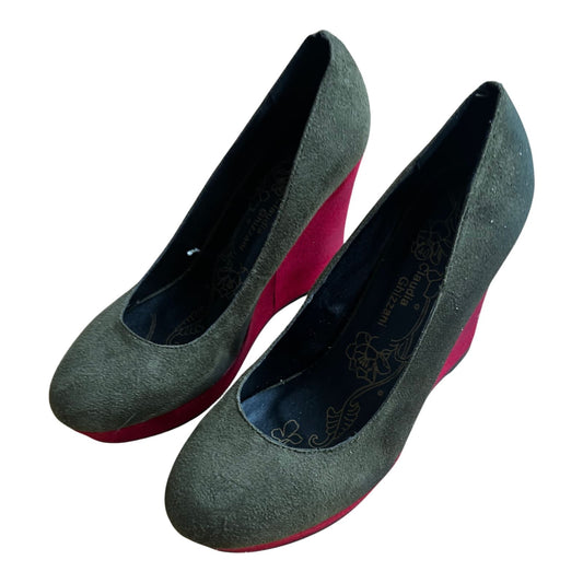 Claudia Ghizzani Keilpumps Damen Vegan Oliv Rot Gr 40 Absatzschuhe Neu Elegant