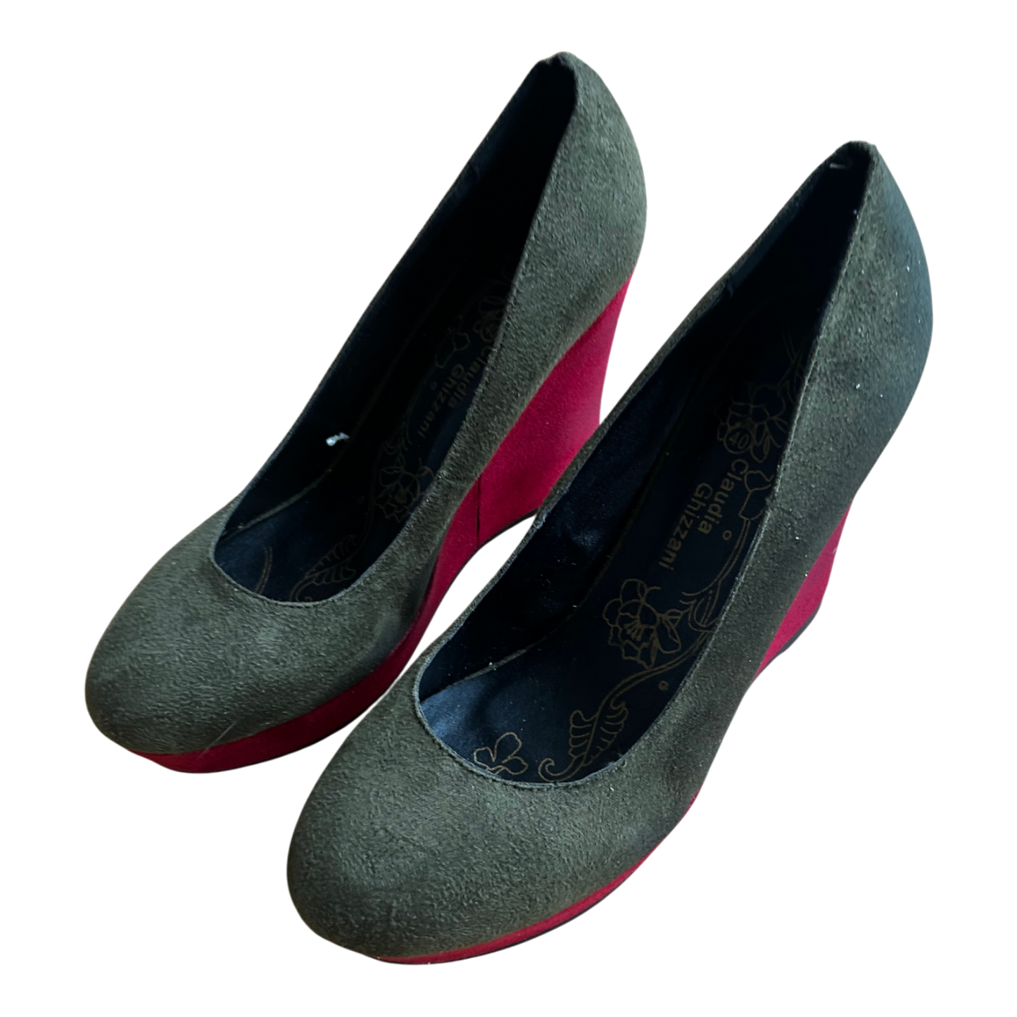 Claudia Ghizzani Keilpumps Damen Vegan Oliv Rot Gr 40 Absatzschuhe Neu Elegant