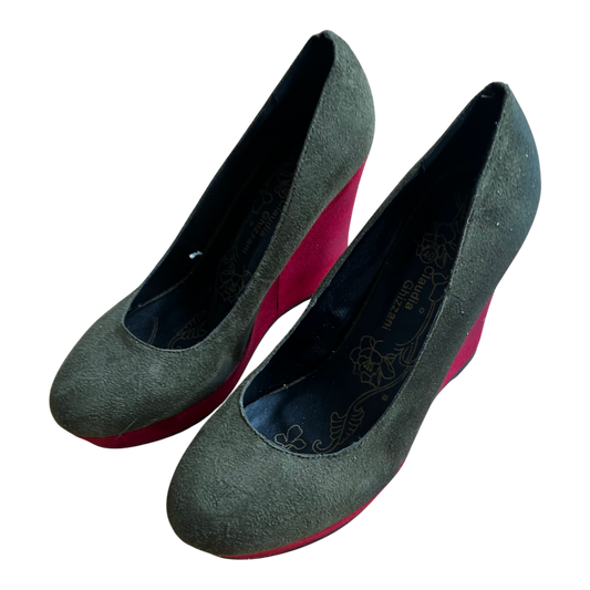 Claudia Ghizzani Keilpumps Damen Vegan Oliv Rot Gr 40 Absatzschuhe Neu Elegant