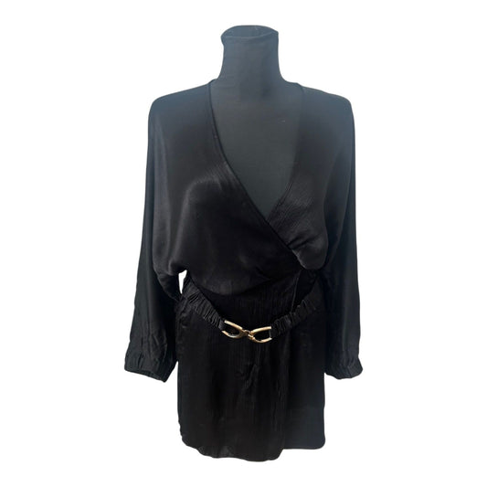 Zara Kleid Damen Gr XL Schwarz Wickelkleid Elegant Gürtel Party