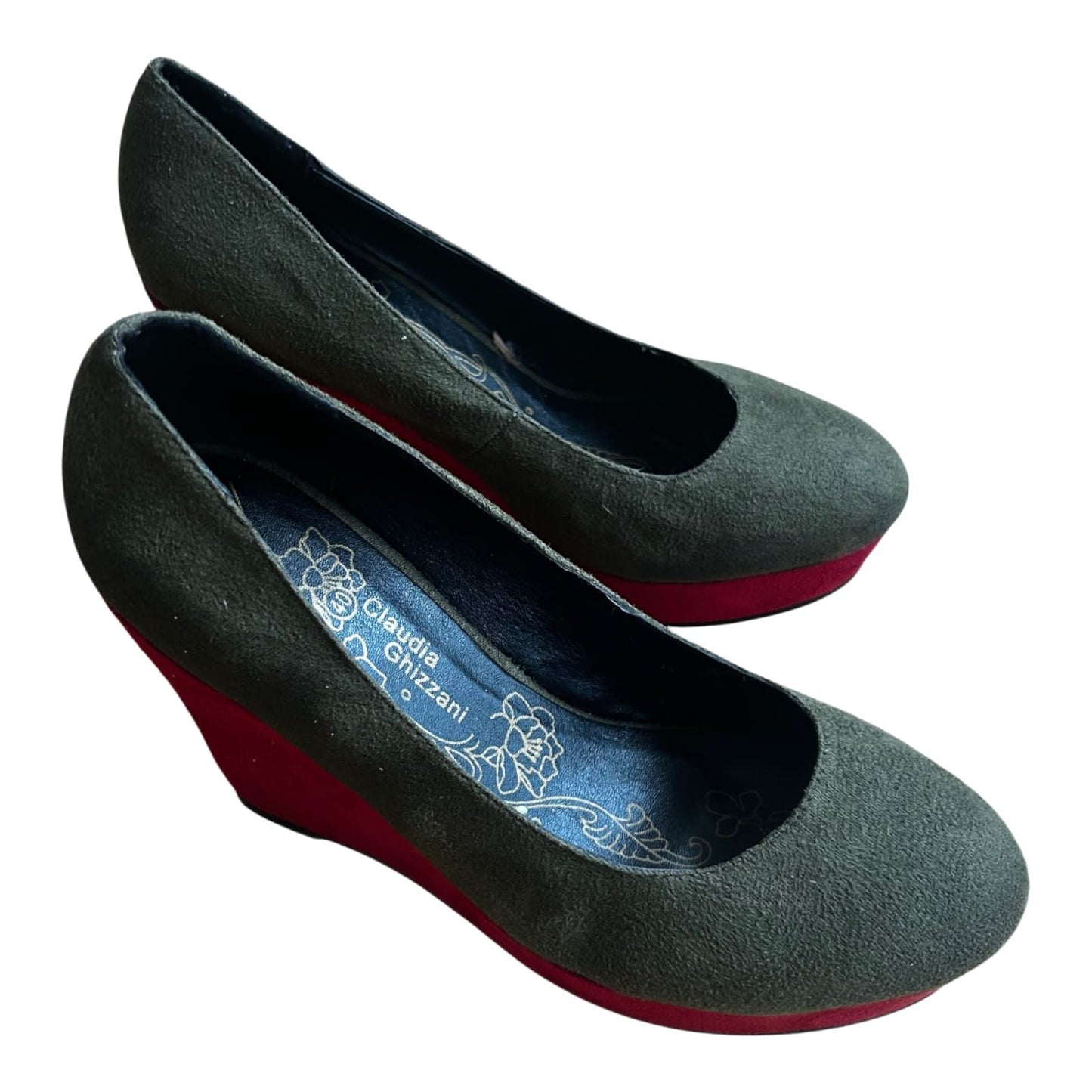 Claudia Ghizzani Keilpumps Damen Vegan Oliv Rot Gr 40 Absatzschuhe Neu Elegant